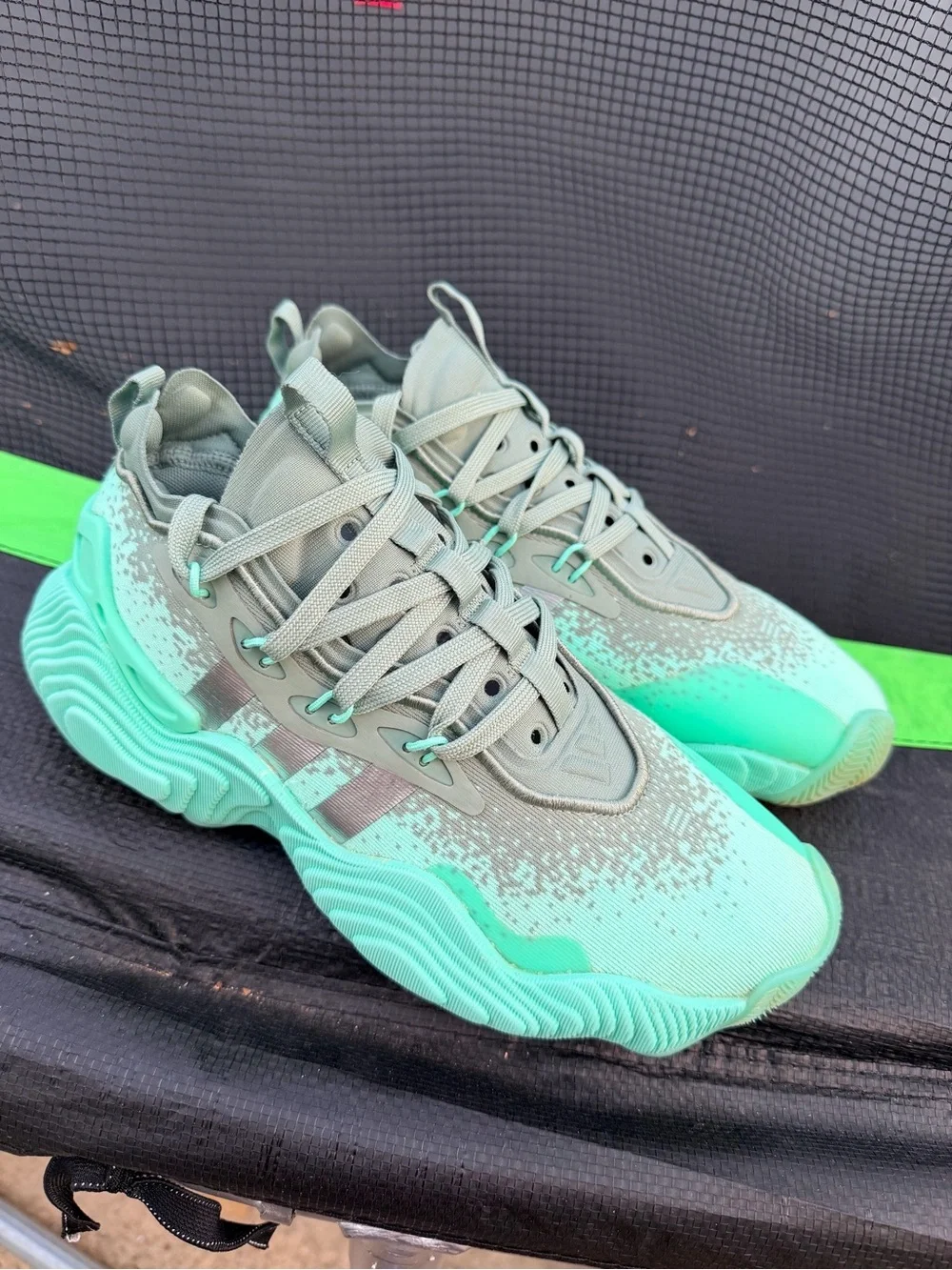 Adidas Trae Young 3 Jade Pulse Mint Silver Metallic Men Basketball Shoes Sz 6